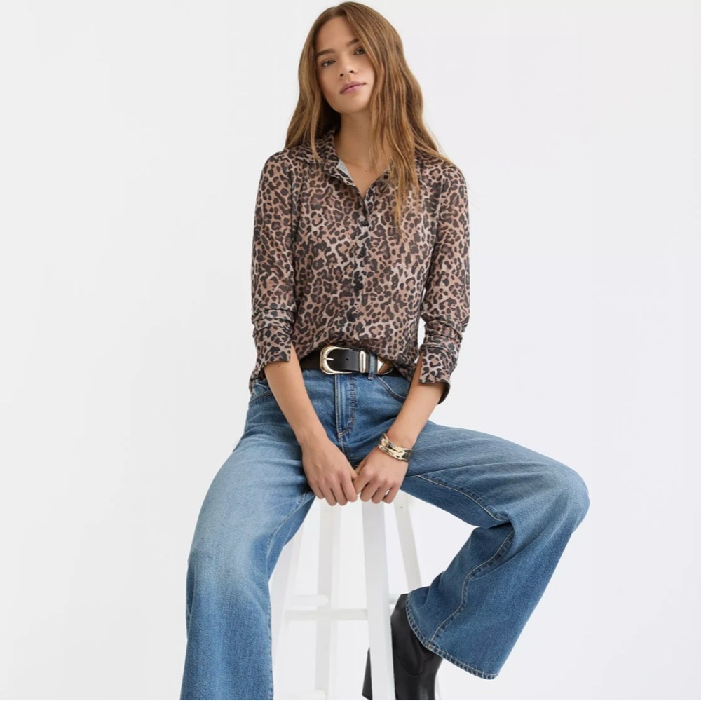 Loft Leopard Print Button Down - image 1